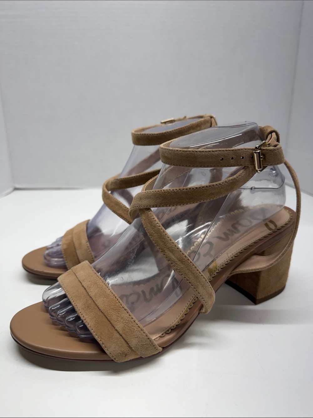 Sam Edelman Sammy Sandals High Heel Shoes Open Toe Suede Strappy Nude Size 8.5